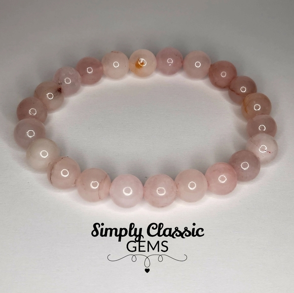 Hand Crafted Jewelry - Rose Quartz stone bracelet
